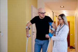 Patient successfully undergoes rehabilitation after hip replacement